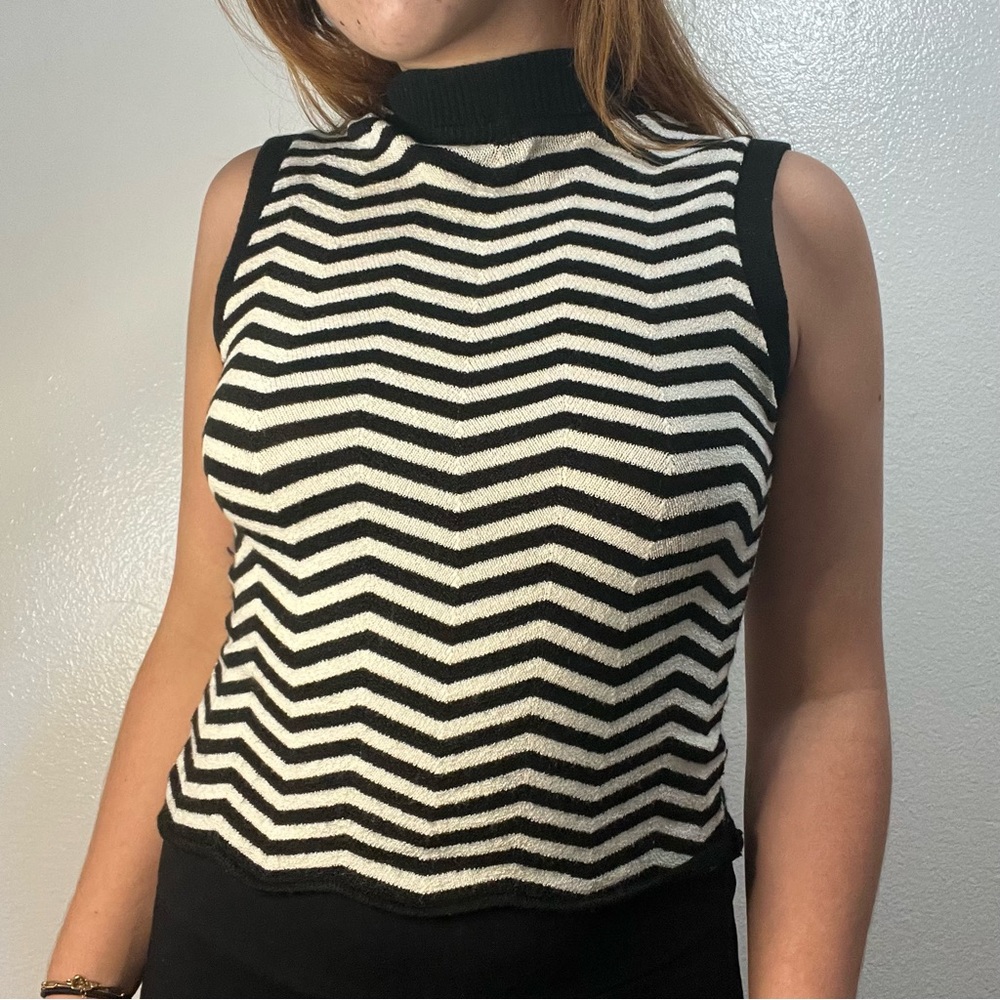 Morgan De Toi striped mock neck top